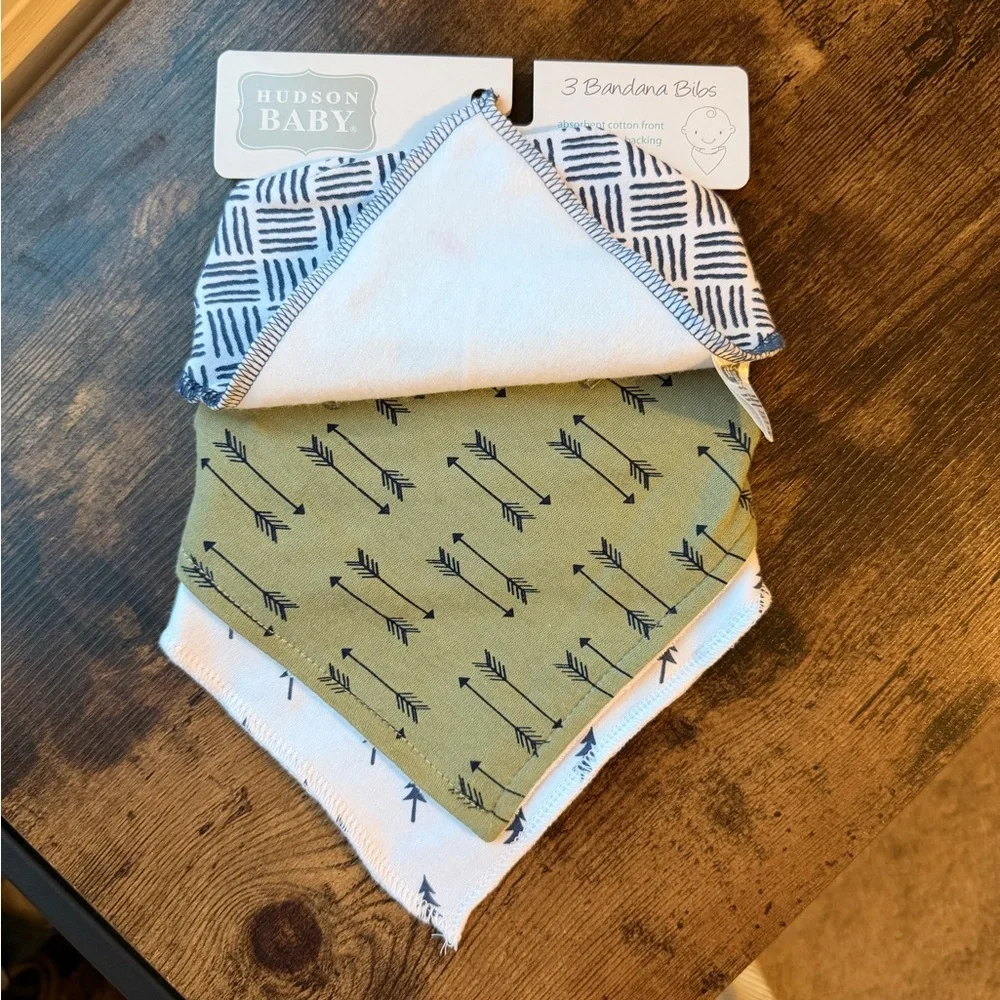 Hudson Baby Navy and Olive Bandana Bibs